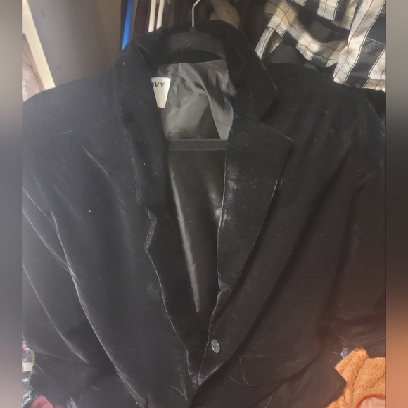 OLD NAVY BLACK VELVET BLAZER MEN'S SIZE XL - Picture 2 of 4